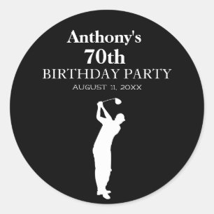 70e verjaardag Party Golfer Black Par Zeventigste Ronde Sticker