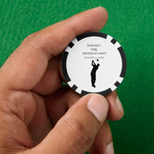 70e Verjaardag Party Golfer Elegant Par Zeventigst Poker Chips