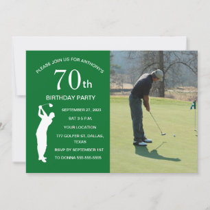 70e Verjaardag Party Golfer Green Par Golf Foto Kaart