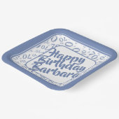 70e verjaardag Party Nummer Patroon Blauw Wit Papieren Bordje (Gebogen)