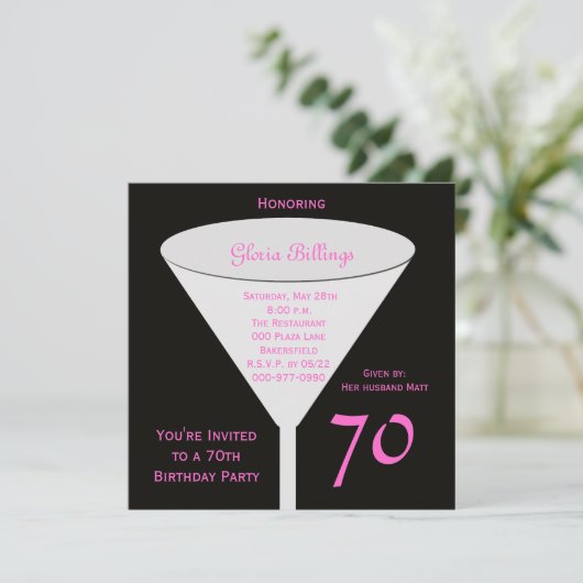 70e verjaardag Party uitnodiging 70e Toast (Staand voorkant)