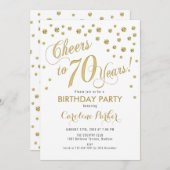 70e verjaardag Party uitnodiging - Goud Wit (Voorkant / Achterkant)