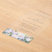 70e Verjaardag Party Witte Roos Blauwe Bloemenboog Acryl Uitnodigingen (Laagn)