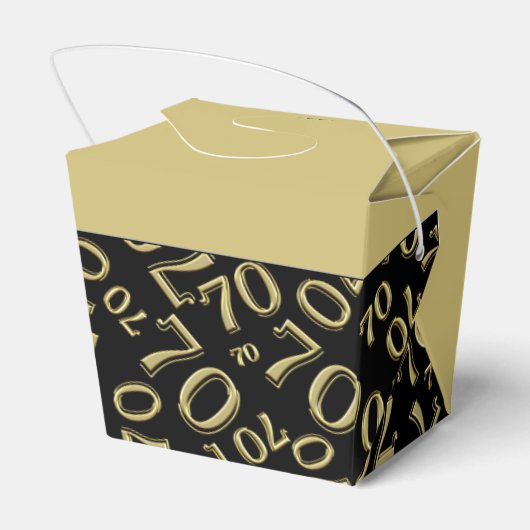 70e Verjaardag Party Zwart/Goud Getal Patroon Bedankdoosjes (Achterkant)
