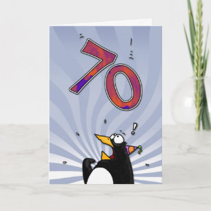 70e verjaardag - Penguin Surprise Kaart