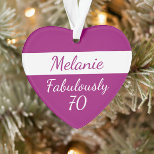 70e verjaardag personaliseer 70 roze ornament