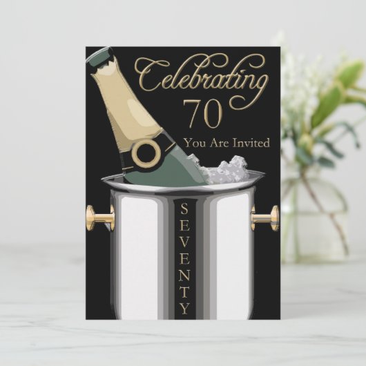 70e verjaardag Persoonlijke uitnodiging (Staand voorkant)