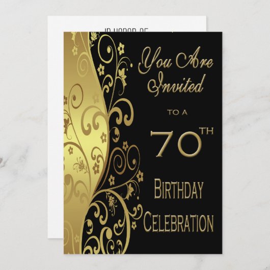 70e verjaardag Persoonlijke uitnodiging (Voorkant / Achterkant)