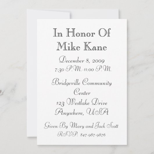 70e verjaardag Persoonlijke uitnodiging (Achterkant)