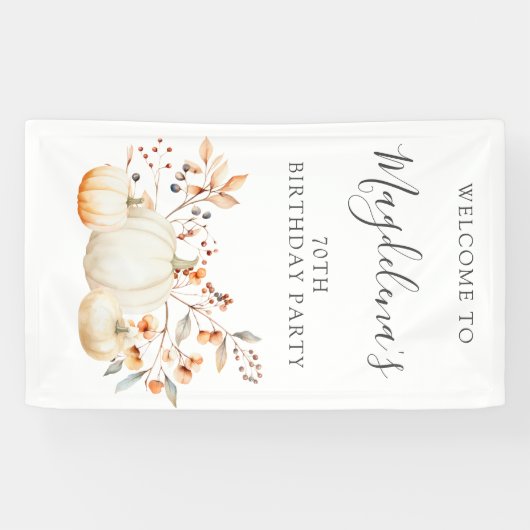 70e verjaardag Pompoen val bladeren Verticale Outd Spandoek (Horizontaal)