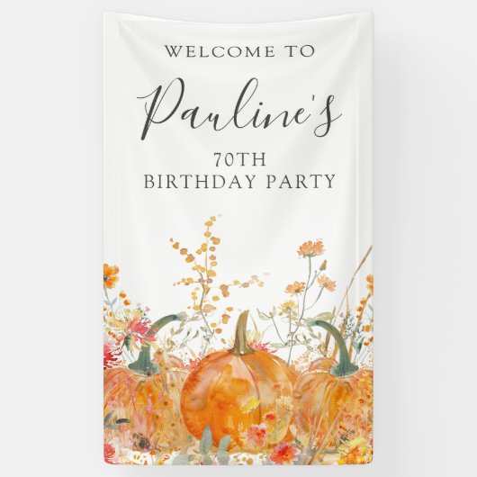 70e verjaardag pompoen Wildflower Verticale Outdoo Spandoek (Verticaal)