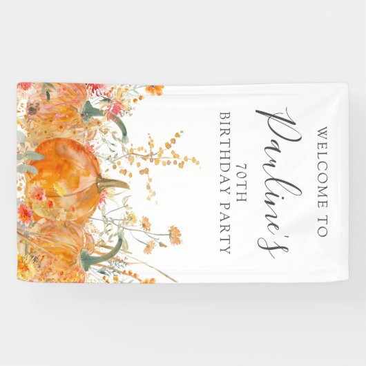 70e verjaardag pompoen Wildflower Verticale Outdoo Spandoek (Horizontaal)