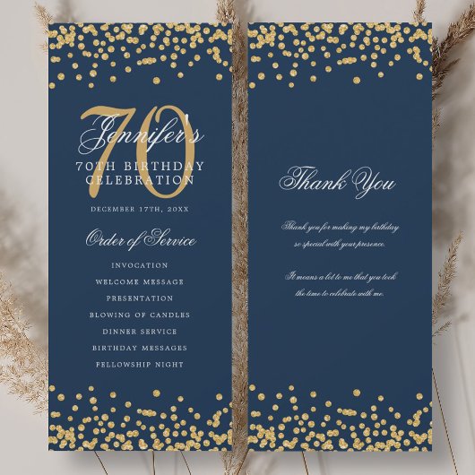 70e verjaardag programma Bedankt Gold Navy