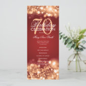 70e verjaardag Programma Glam Licht Gold Red Menu (Staand voorkant)