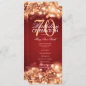 70e verjaardag Programma Glam Licht Gold Red Menu (Voorkant / Achterkant)