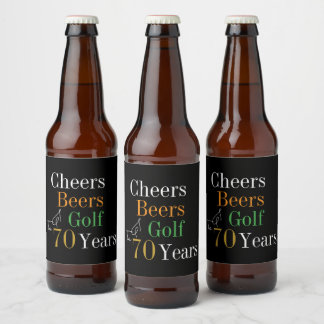 70e verjaardag Proost Beers Golf Zwart Goud Party Bier Etiket