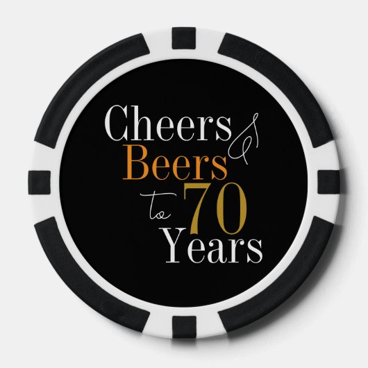 70e verjaardag Proost en bier Black Gold Party Poker Chips (Voorkant)