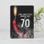70e verjaardag Red Hot Pepper Candle Kaart (Staand voorkant)