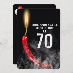 70e verjaardag Red Hot Pepper Candle Kaart