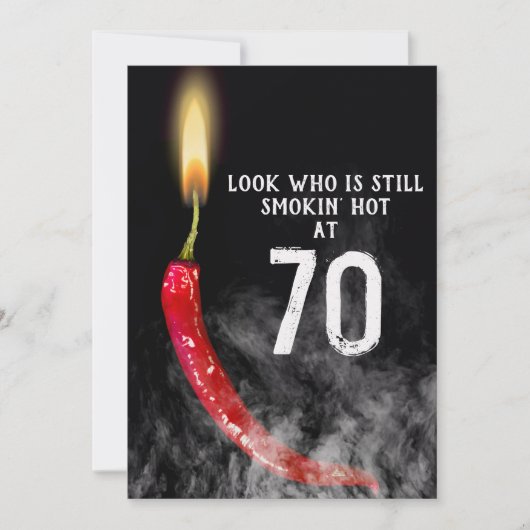 70e verjaardag Red Hot Pepper Candle Kaart (Voorkant)