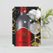 70e verjaardag Red Wine Black Silver 2 Kaart (Staand voorkant)
