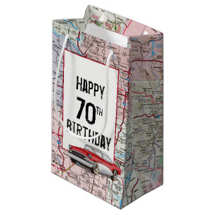 70e verjaardag Retro Buick on Map Klein Cadeauzakje