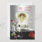 70e verjaardag Retro Diva Art Deco Red Silver Kaart (Voorkant)
