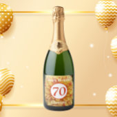 70e verjaardag Rood en Gele Dahlia Persoonlijk Sparkling Wijnetiket