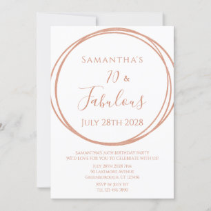 70e Verjaardag Roos Gold Minimal Birthday Kaart