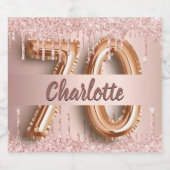 70e verjaardag roos goud glitter monogram luxe sparkling wijnetiket (Enkel label)