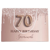 70e verjaardag roos goud glitter roze ballonstijl groot cadeauzakje