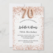 70e verjaardag roos goud witte luxe luxe kaart (Voorkant)
