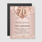 70e verjaardag roos gouden ballonnen uitnodiging m (Voorkant / Achterkant)