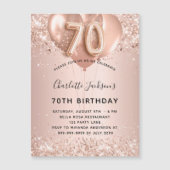 70e verjaardag roos gouden ballonnen uitnodiging m (Voorkant)