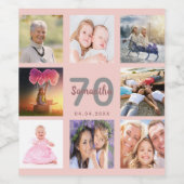 70e verjaardag roos gouden foto collage wijn etiket (Enkel label)