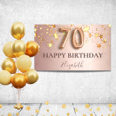 70e verjaardag roos gouden sterren blozen scriptpa spandoek