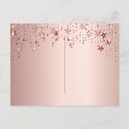 70e verjaardag roos gouden sterren sparen de datum briefkaart (Achterkant)