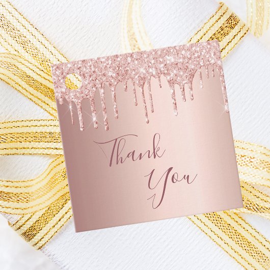 70e verjaardag roos goudglitterdruppels bedankt bedankjes labels