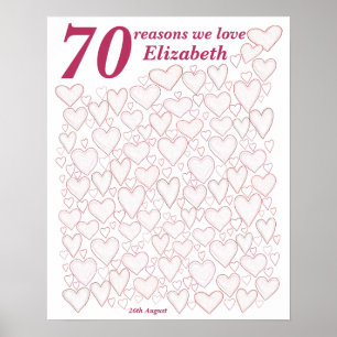 70e verjaardag - Roze 70 redenen waarom we van je Poster