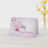 70e verjaardag Roze orchideeën Kaart (Gele Bloem)