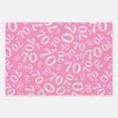 70e verjaardag Roze & Witte nummerpatroon 70 Inpakpapier Vel (Voorkant)