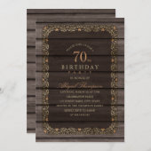 70e verjaardag Rustic Wood Fancy Land Party Kaart (Voorkant / Achterkant)