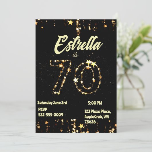 70e verjaardag Senioren Digitale Elegante Partij Kaart (Staand voorkant)