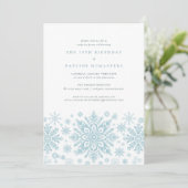 70e verjaardag Surprise Party Blue Snowflake Kaart (Staand voorkant)