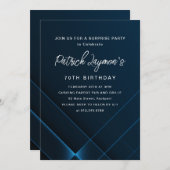 70e Verjaardag Surprise Party Donkerblauw Geometri Kaart (Voorkant / Achterkant)