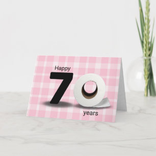 70e verjaardag toiletpapier rol op plaid kaart