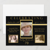 70e verjaardag Tri Foto-uitnodigingen 2 Kaart (Voorkant / Achterkant)