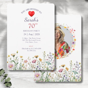 70e Verjaardag Tuin Bloemen Wild Meadow Foto Kaart