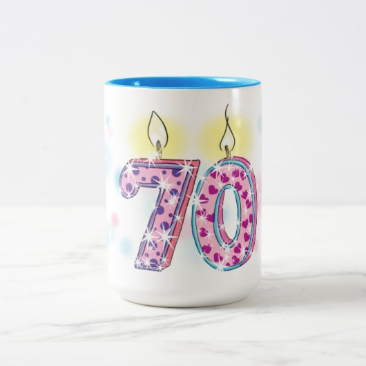 70e verjaardag tweekleurige koffiemok (Center)