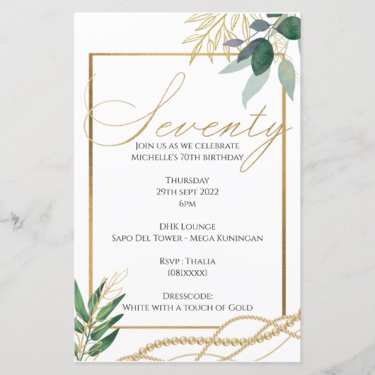 70e verjaardag - Uitnodiging (Voorkant)